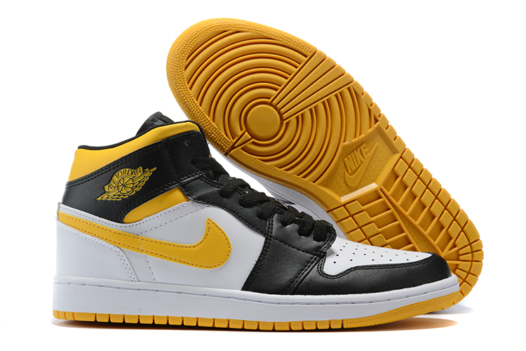 Air Jordan 1 GS Black White Yellow - Click Image to Close